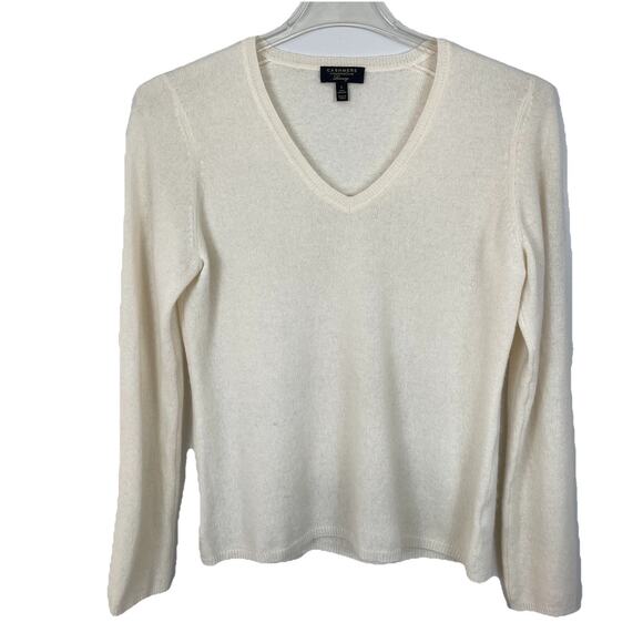 Charter Club Luxury 100% Cashmere Sweater Women’s Large Ivory Preppy Soft Warm - Picture 1 of 8